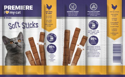 Premiere Sticks macska jutalomfalat csirke&máj 10x6x6g