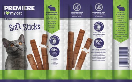 Premiere Sticks macska jutalomfalat nyúl&macskamenta 10x6x6g