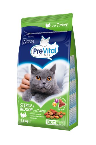 PreVital adult steril indoor száraz macskaeledel pulyka 1,4kg