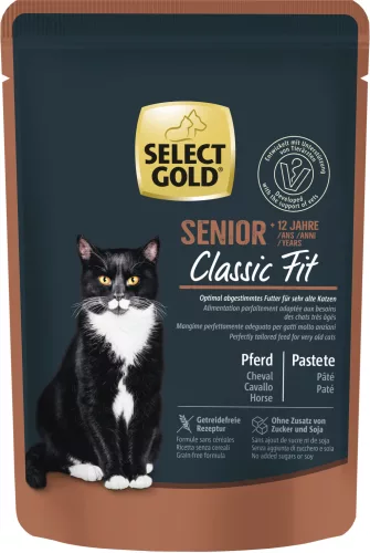 Select Gold Classic macska tasak senior lóhús 12+ 12x85g