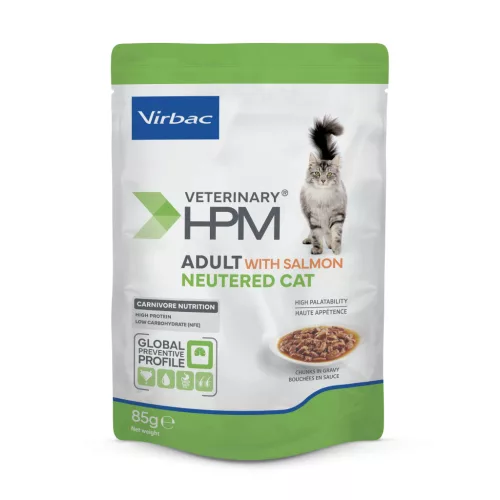 Virbac Veterinary HPM felnőtt nedves macskaeledel ivartalanított lazaccal MP 12x85g