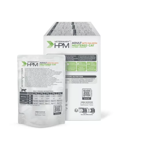 Virbac Veterinary HPM felnőtt nedves macskaeledel ivartalanított lazaccal MP 12x85g
