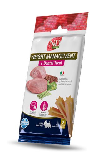 N&D Quinoa Dental Weight Management mini kutya jutalomfalat bárány 60g