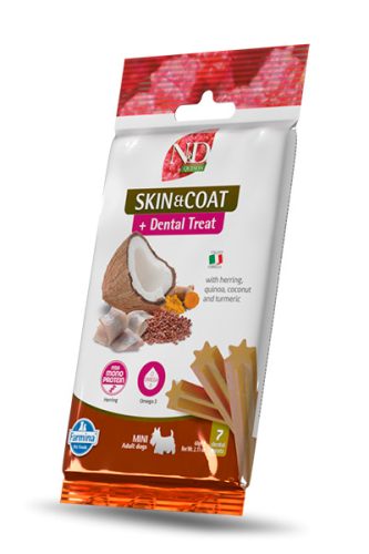 N&D Quinoa Dental Skin&Coat mini kutya jutalomfalat hering 60g