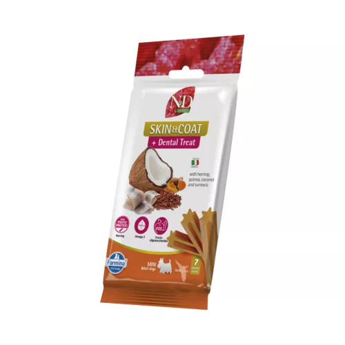 N&D Quinoa Dental Skin&Coat Mini Fogtisztító kutya jutalomfalat hering 60g