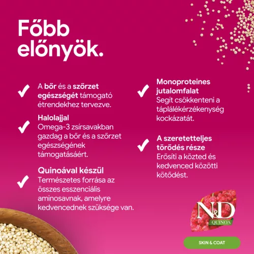 N&D Quinoa Dental Skin&Coat Mini Fogtisztító kutya jutalomfalat hering 60g