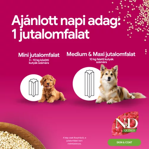 N&D Quinoa Dental Skin&Coat Mini Fogtisztító kutya jutalomfalat hering 60g