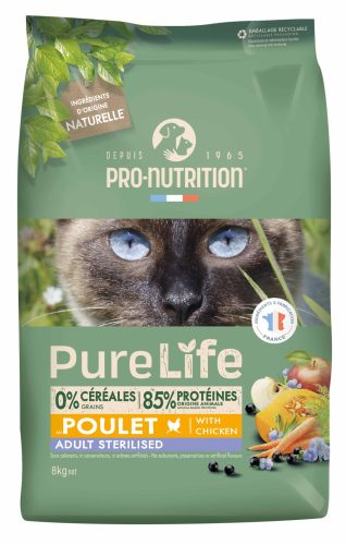 Pro-Nutrition PureLife steril száraz macskaeledel csirke 8kg