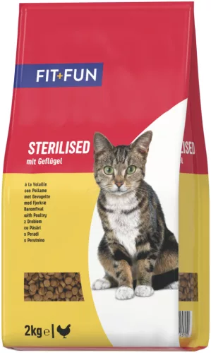 Fit+Fun Sterilised adult száraz macskaeledel csirke 2kg