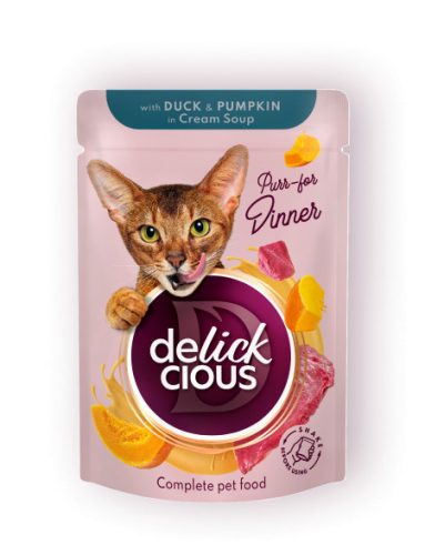 DELICKCIOUS Purr - for Dinner kacsa & sütőtök nedves macskaeledel 12x85g