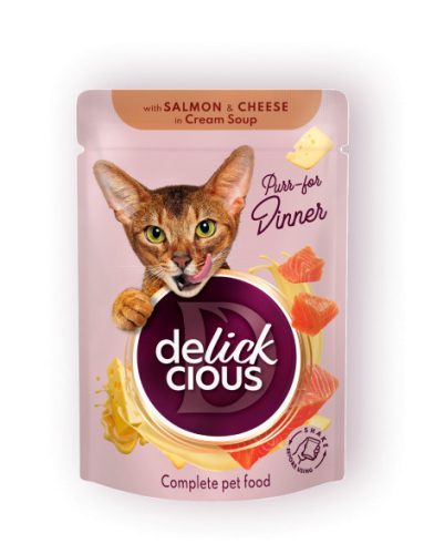 DELICKCIOUS Purr - for Dinner lazac & sajt nedves macskaeledel 12x85g