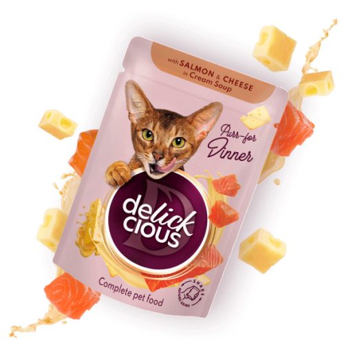 DELICKCIOUS Purr - for Dinner lazac & sajt nedves macskaeledel 12x85g