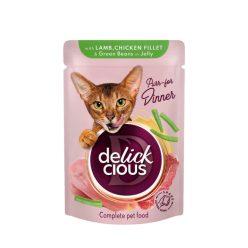   DELICKCIOUS Purr - for Dinner bárány & csirke & bab nedves macskaeledel 12x85g