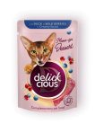 DELICKCIOUS Meow - for Dessert kacsa & bogyós gyümölcs nedves macskaeledel 12x80g