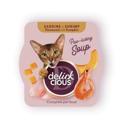   DELICKCIOUS Paw - licking Soup rák & szardínia & sütőtök nedves macskaeledel 80g