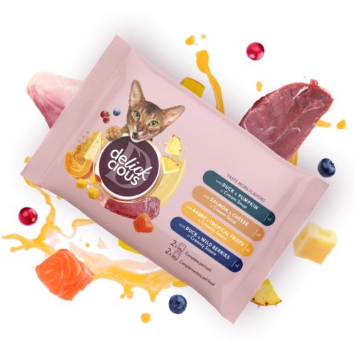 DELICKCIOUS Dinner and dessert Set for Cats MP vegyesmix nedves macskaeledel 330g