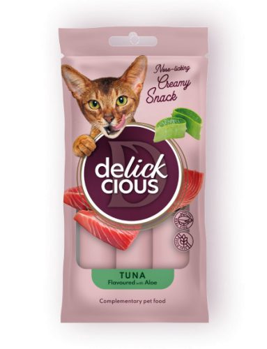DELICKCIOUS Nose - licking Creamy Snack kiegészítő eledel macskáknak tonhal & aloe vera 4x15g