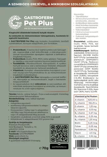 Gastroferm Pet Plus Pre- és probiotikum készítmény kistestű kutyáknak 70g