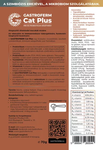 Gastroferm Cat Plus Pre- és probiotikum készítmény macskáknak 70g