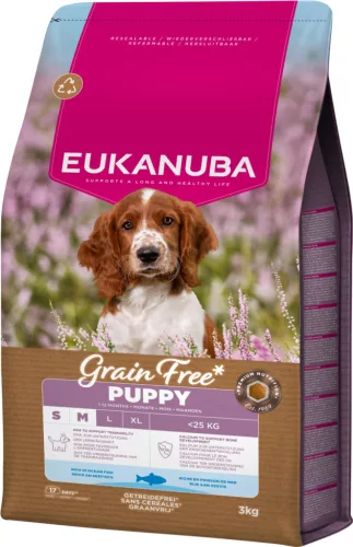 Eukanuba gabonamentes Small&Medium Breeds száraz kutyaeledel kölyök tengeri hal 3kg