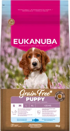 Eukanuba gabonamentes Small&Medium Breeds száraz kutyaeledel kölyök tengeri hal 3kg
