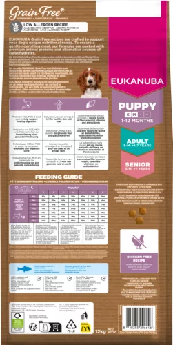 Eukanuba gabonamentes Small&medium Breeds száraz kutyaeledel kölyök tengeri hal 12kg