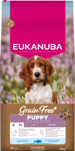 Eukanuba gabonamentes Small&medium Breeds száraz kutyaeledel kölyök tengeri hal 12kg