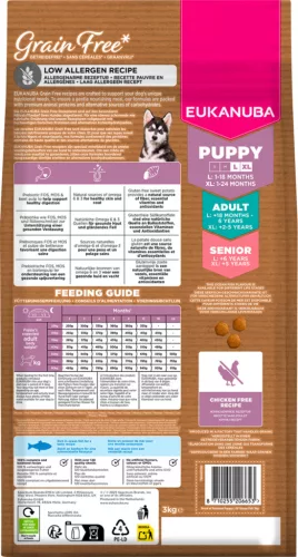 Eukanuba gabonamentes Large Breeds száraz kutyaeledel kölyök tengeri hal 3kg