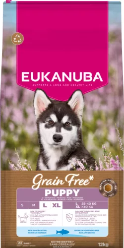 Eukanuba gabonamentes Large Breeds száraz kutyaeledel kölyök tengeri hal 12kg