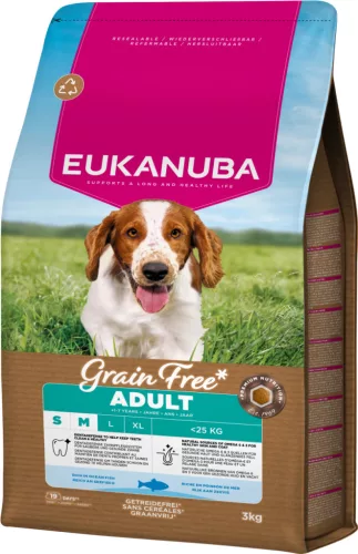 Eukanuba gabonamentes Small&medium Breeds száraz kutyaeledel felnőtt tengeri hal 3kg