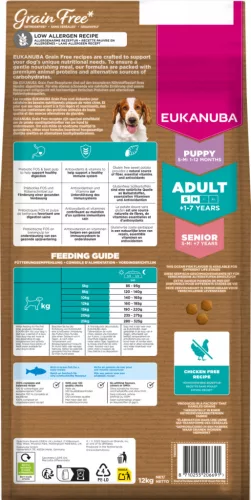 Eukanuba gabonamentes Small&medium Breeds száraz kutyaeledel felnőtt tengeri hal 12kg