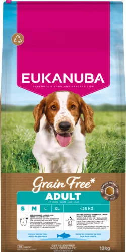 Eukanuba gabonamentes Small&medium Breeds száraz kutyaeledel felnőtt tengeri hal 12kg