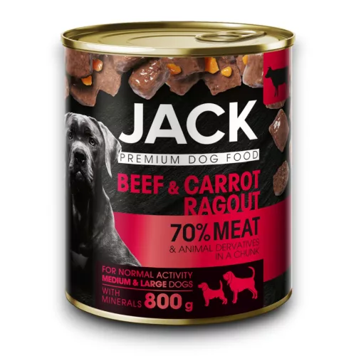 JACK nedves kutyaeledel ragu marha&répa konzerv 8x800g