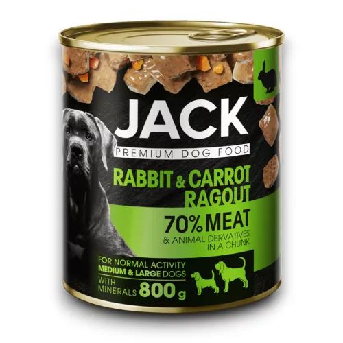 JACK nedves kutyaeledel ragu nyúl&répa konzerv 8x800g