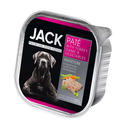 JACK gabonamentes nedves kutyaeledel pulyka&vad&zöldség pástétom tálka 12x150g