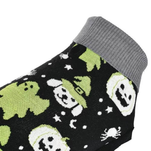 Fit+Fun Halloween kötött kutyapulóver sötétben világító minta 32cm