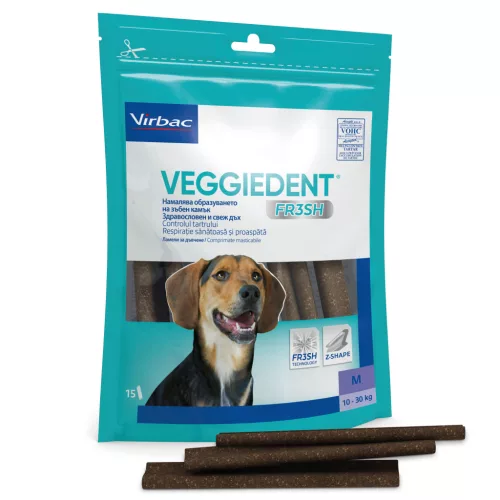 Virbac Veggiedent Fr3sh rágócsont kutya kiegészítő eledel M 15db 350g