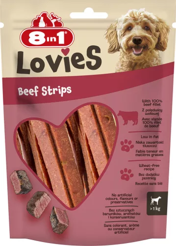 8in1 Lovies kutya jutalomfalat marhahús csíkok 80g