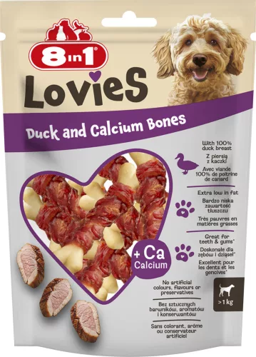 8in1 Lovies kutya jutalomfalat kacsa kálciumcsont 80g
