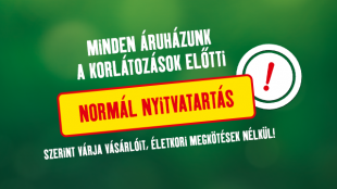 Nyitvatartás változás május 18-tól!