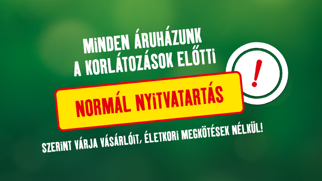 Nyitvatartás változás május 18-tól!