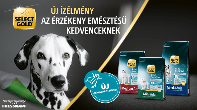 Új SELECT GOLD Extra Sensitive száraz eledel rovarproteinnel!